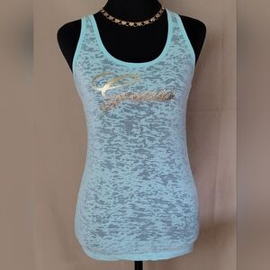 Guess Light Blue Tank Top with Gold Logo